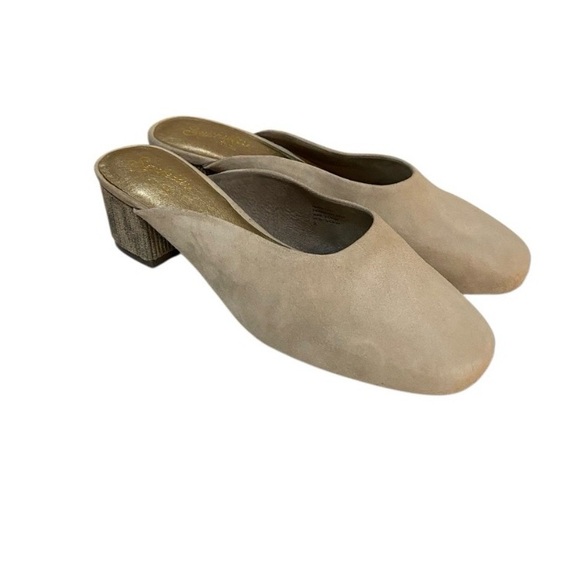 Seychelles Chorus Leather Suede Khaki/Tan Mule Heel 8 - Picture 3 of 12